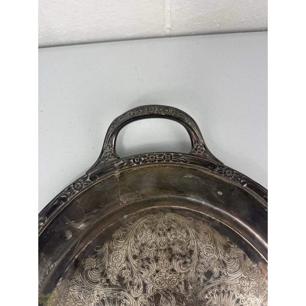 Antique Rogers and Bro 2380 Silver Heritage Serving Tray Victorian Style